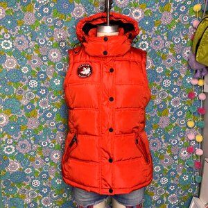 Canada Weather Gear Insulated Faux-Fur Lined Hood Red Puffer Vest Size:M